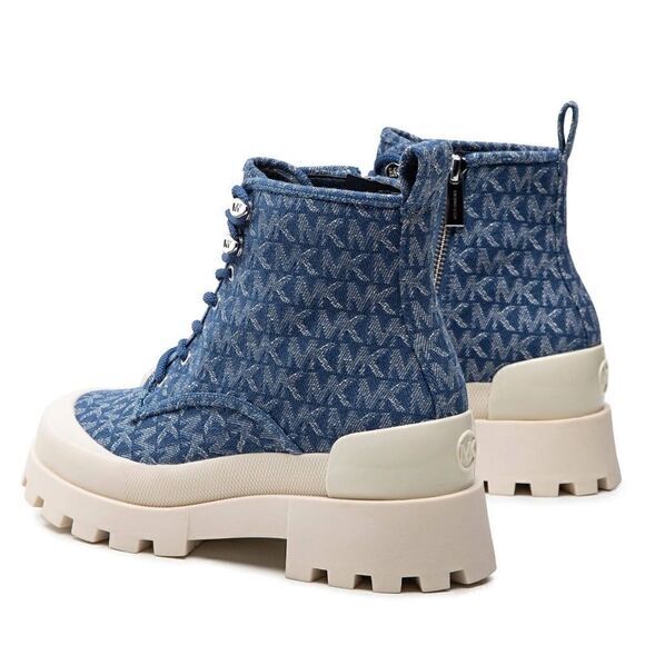 Michael Kors Denim Jacquard Combat Boots - Picture 2 of 10